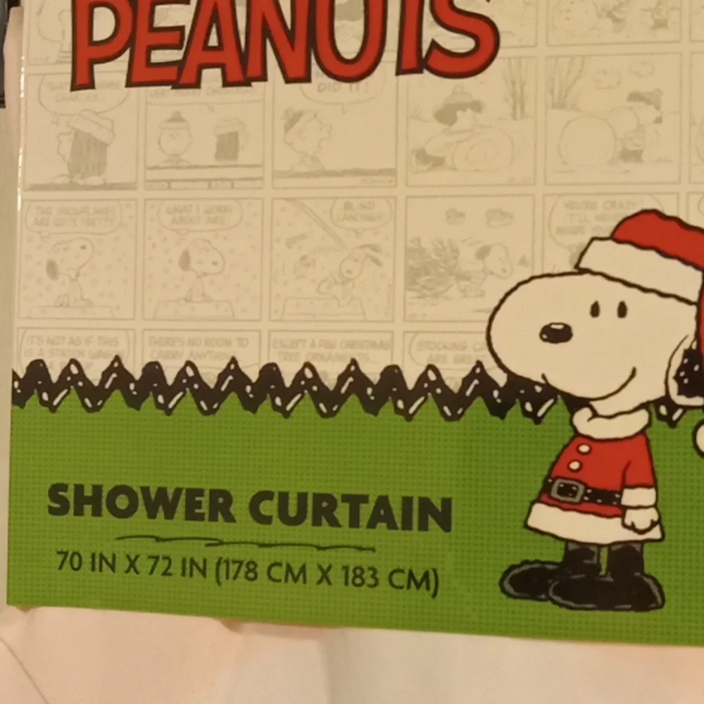 Peanuts Snoopy Christmas Shower Curtain with Red and Blue Accents